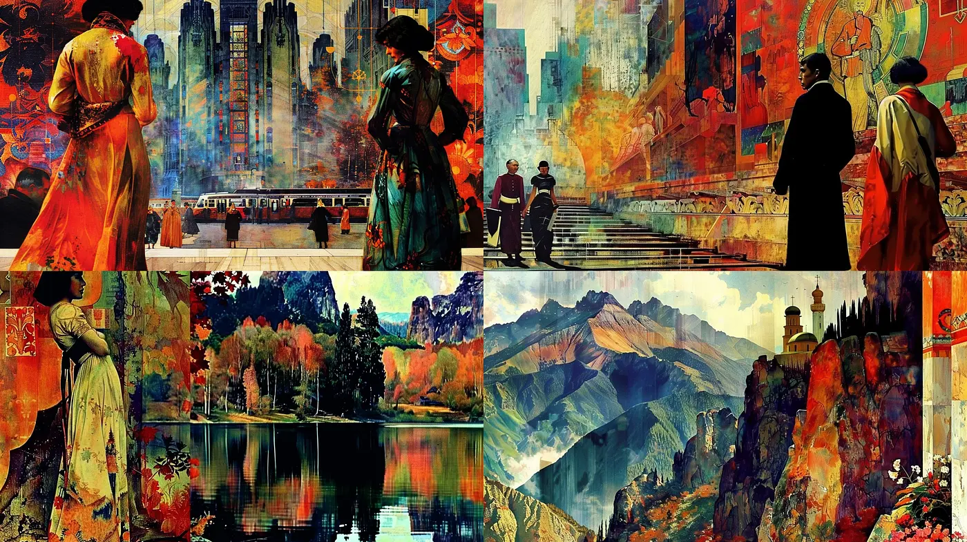 Ethereal Echoes of Art Nouveau and Impressionism Blending with Modern Stylized Textures - Midjourney sref style
