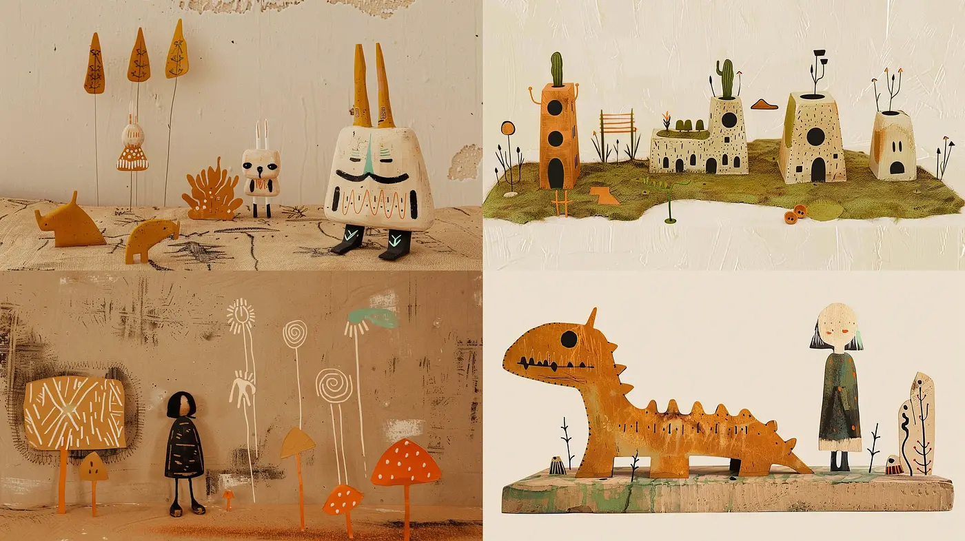 Rustic Storybook Illustration Ensemble with Autumnal Hues - Midjourney sref style