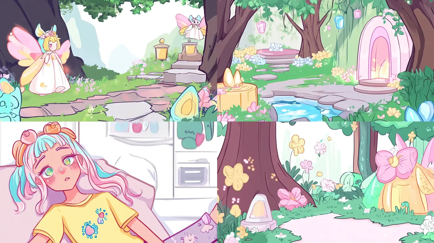 Enchanted Pastel Dreamscape with Soft Whimsical Features - Midjourney sref style