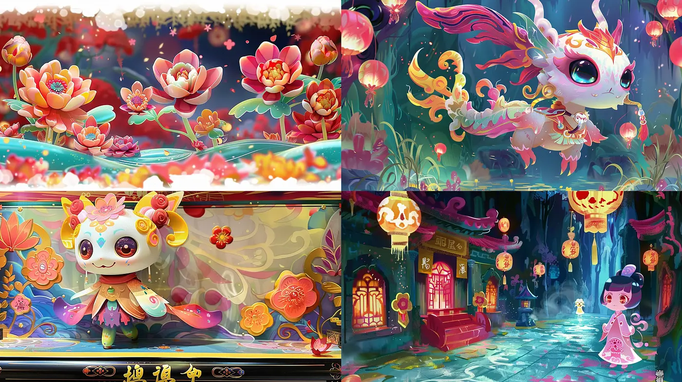 Whimsical Lantern Dreams: A Vivid Exploration of Magical Realism and Luminous Hues - Midjourney sref style