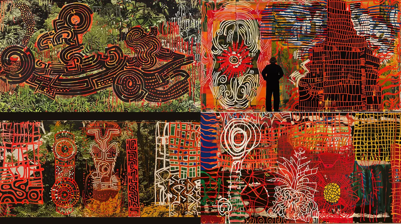 Abstract Primitivism Fusion with Vibrant Energy - Midjourney sref style