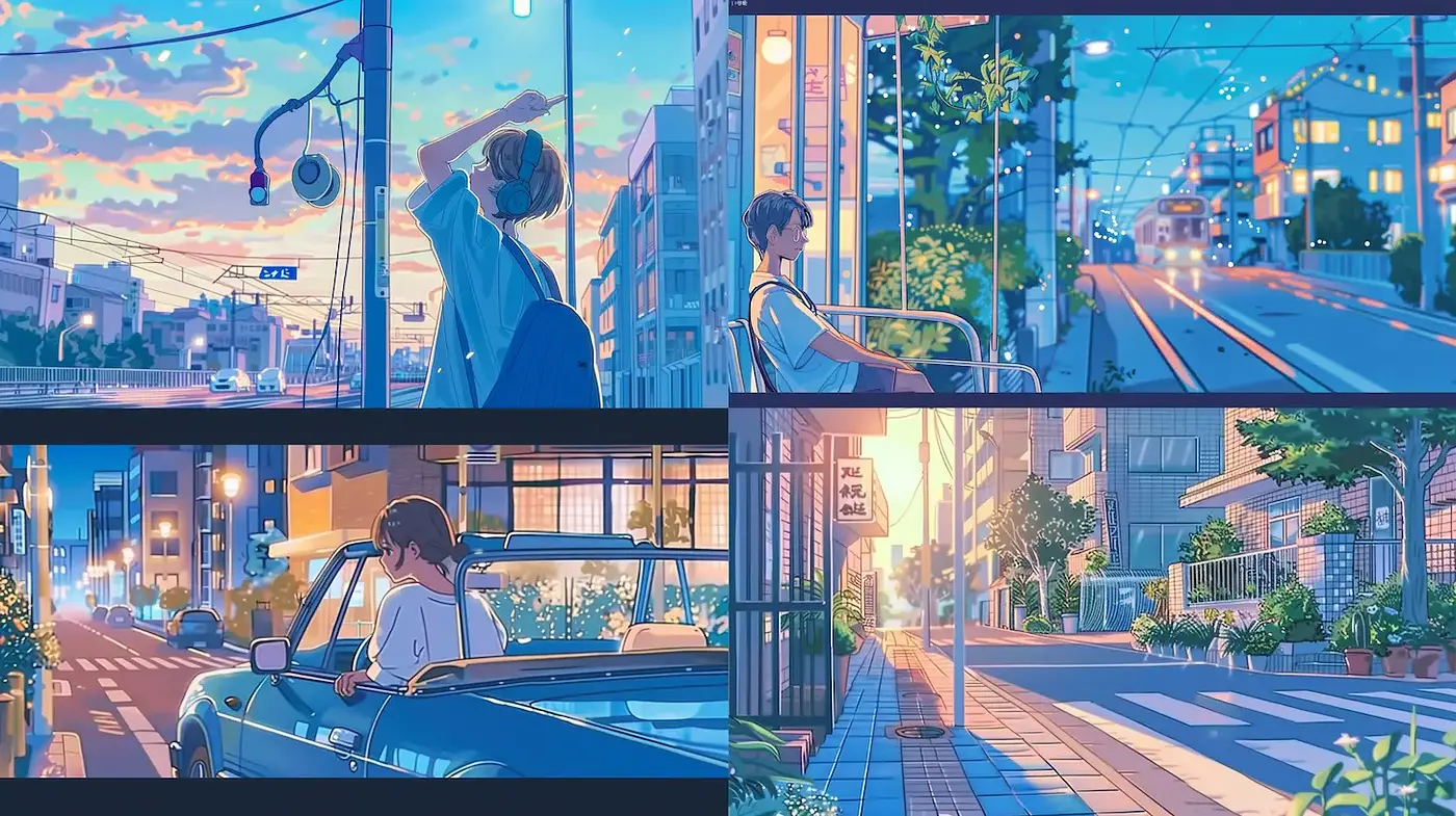 A Vibrant Exploration of Urban Life with a Warm, Nostalgic Essence - Midjourney sref style