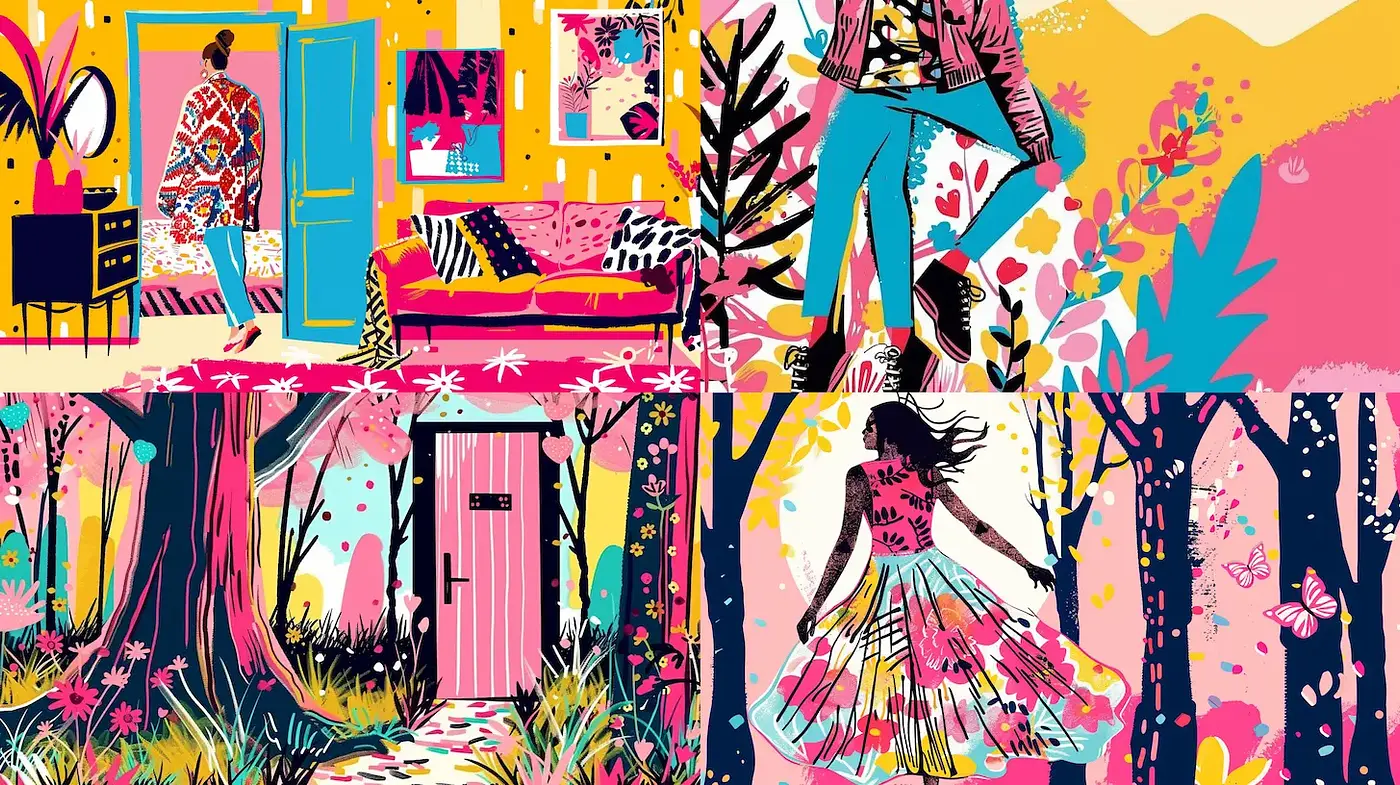 Vibrant and Playful Illustrative Style with Graphic Elements - Midjourney sref style