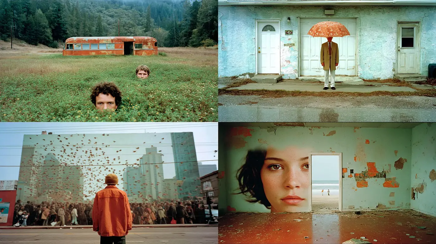 Surrealistic and Dreamlike Aesthetic with Vintage Influences - Midjourney sref style