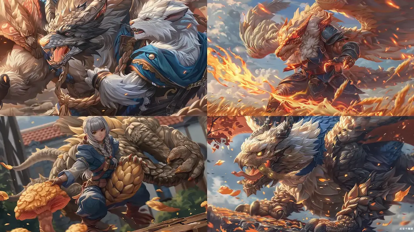 Epic Fantasy Battle Tableau with Vivid Detail and Dynamic Composition - Midjourney sref style