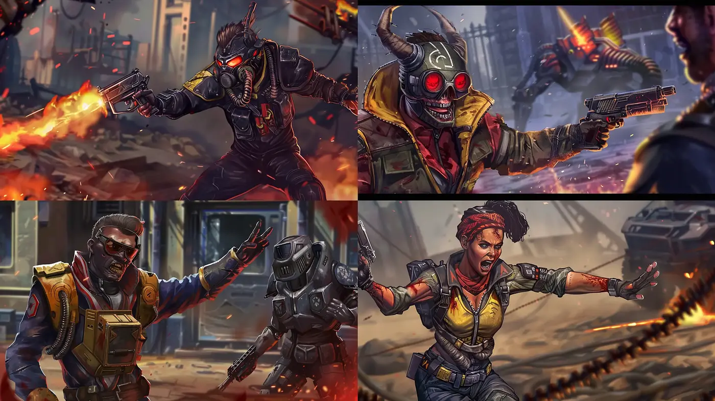 Fiery Dystopia: A Blend of Comic Book Dynamics and Sci-Fi Grit - Midjourney sref style