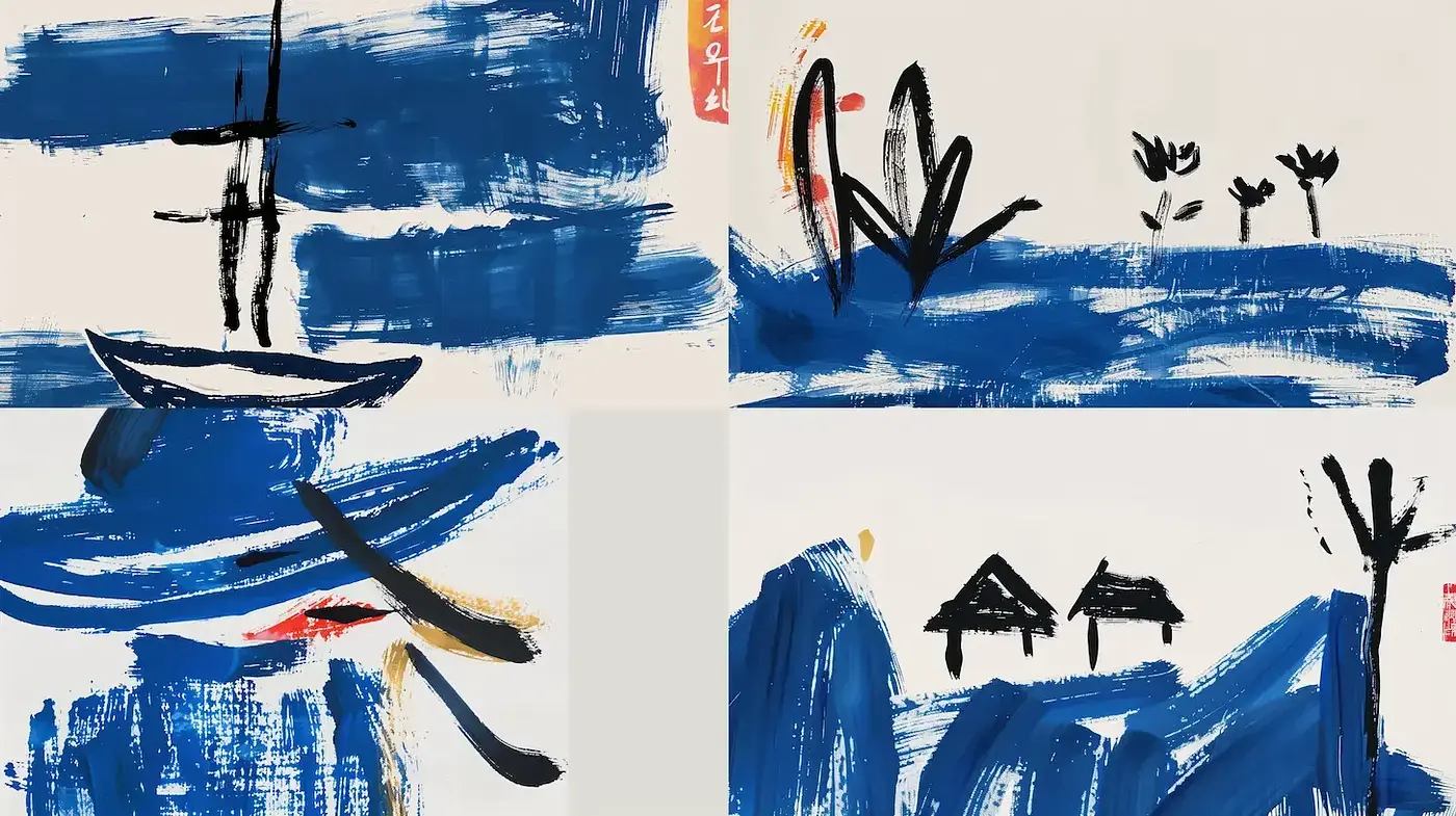 Dynamic and Expressive Abstract Watercolor Composition - Midjourney sref style