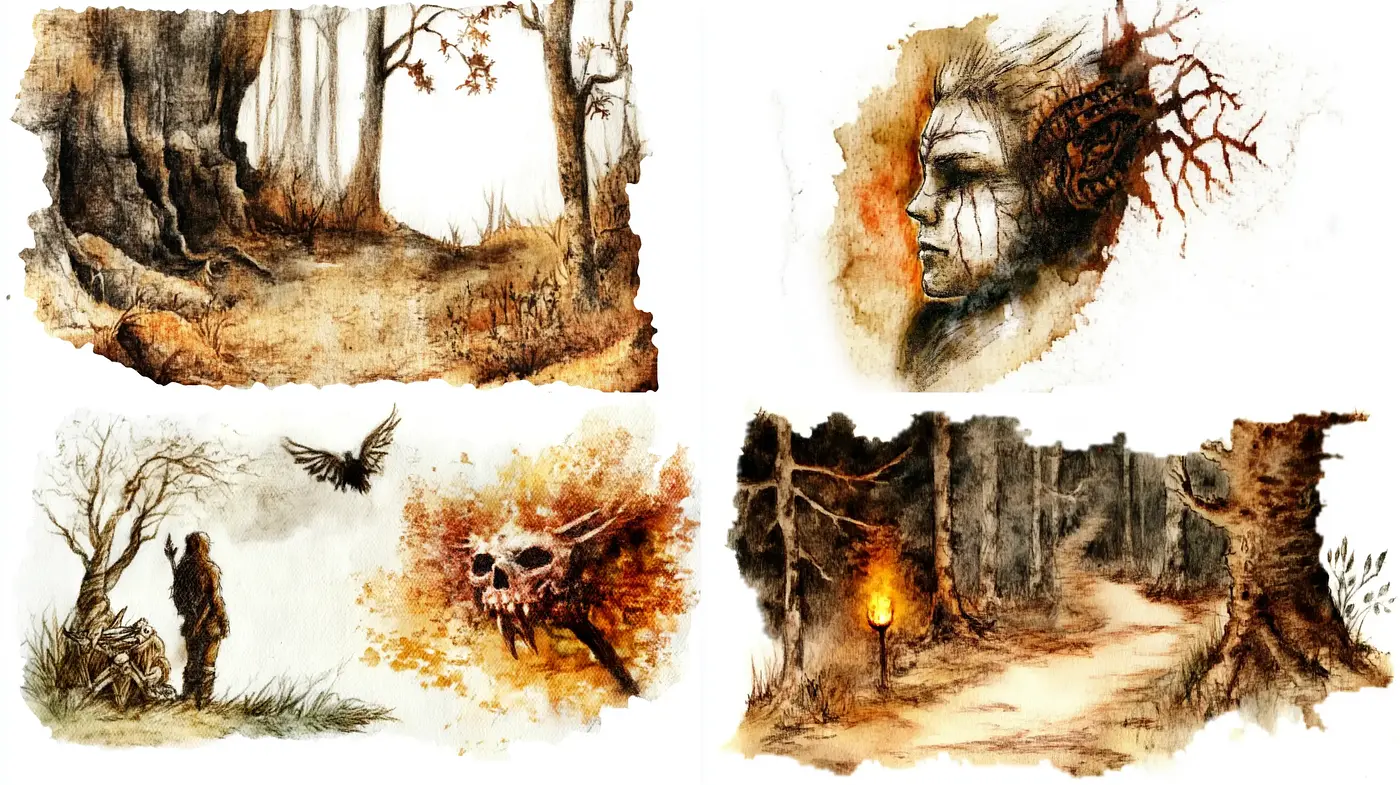 Enigmatic Arcana: A Fusion of Naturalism and Fantastical Watercolor - Midjourney sref style