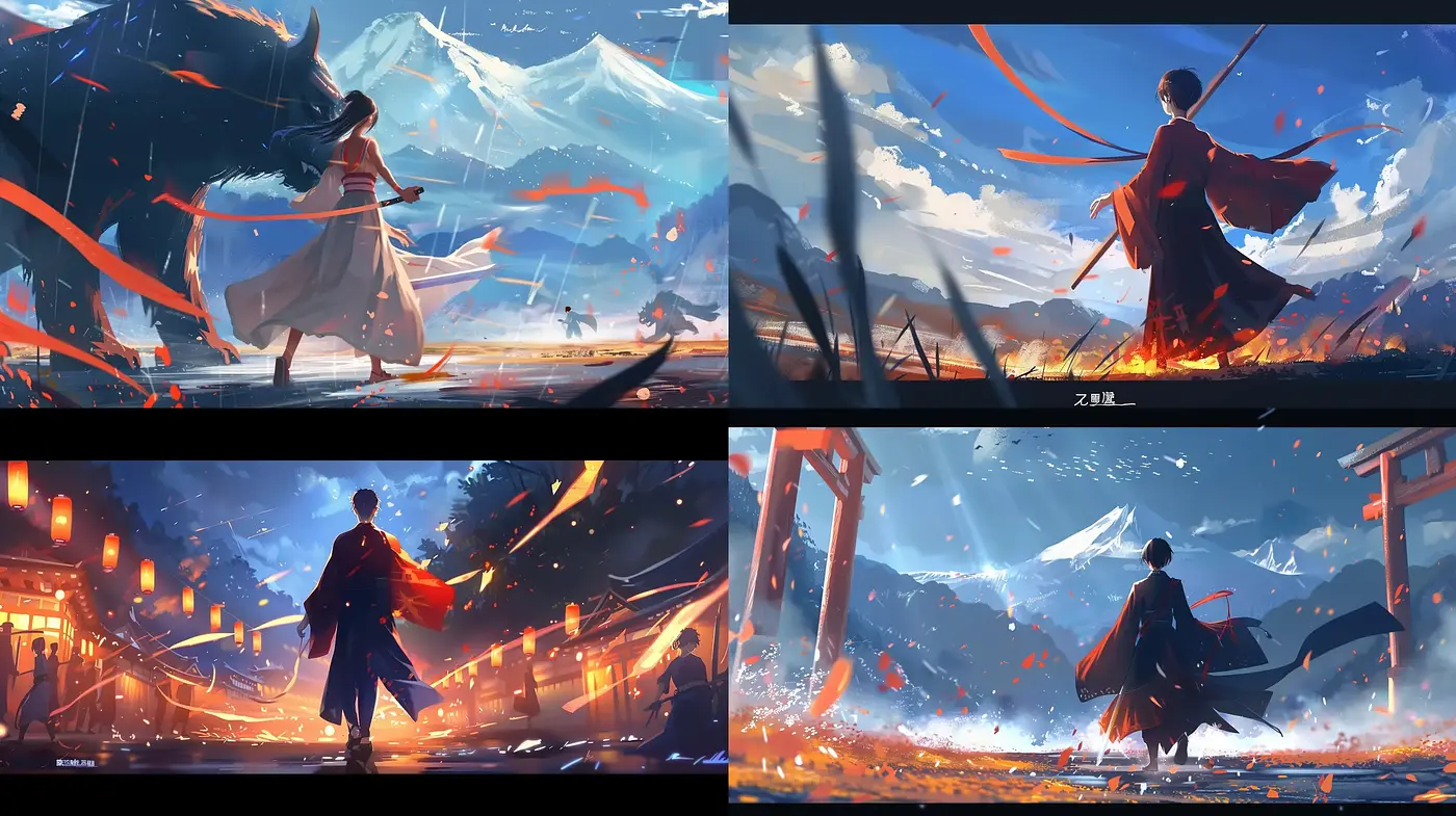 Ethereal Cinematic Vistas with Dynamic Lighting and Energetic Brushwork - Midjourney sref style