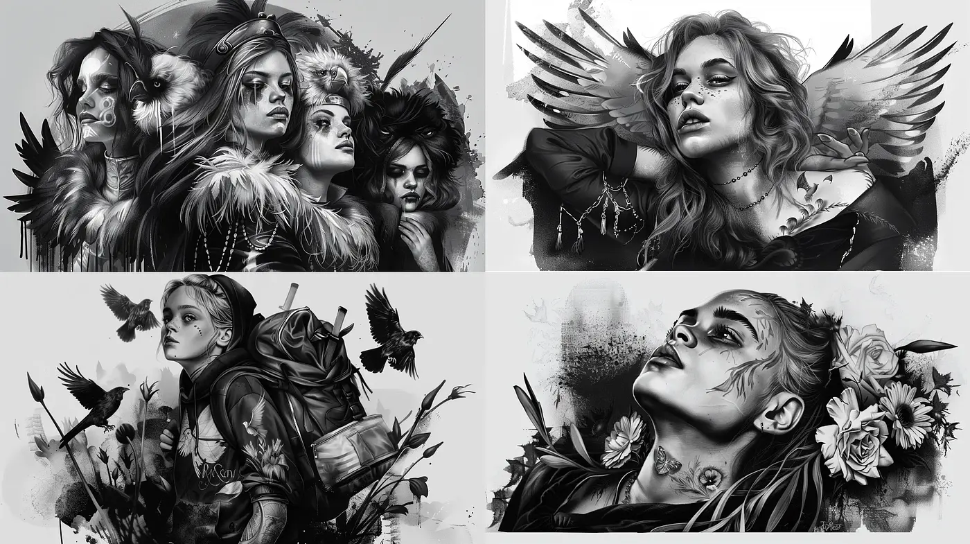 Monochromatic Ethereal Dreamscape Portraiture - Midjourney sref style