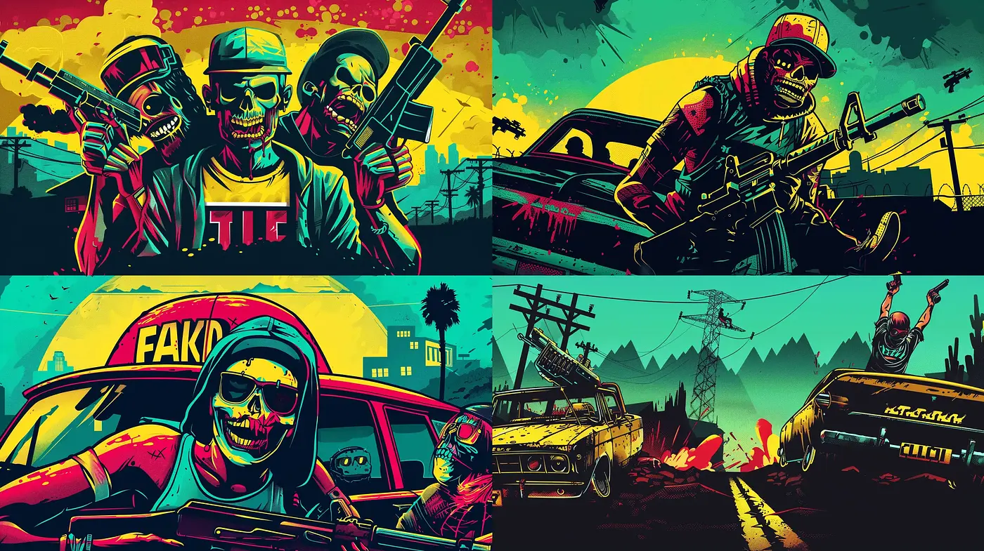 Neon Noir Apocalypse: A Fusion of Vibrant Dystopia and Graphic Novel Artistry - Midjourney sref style