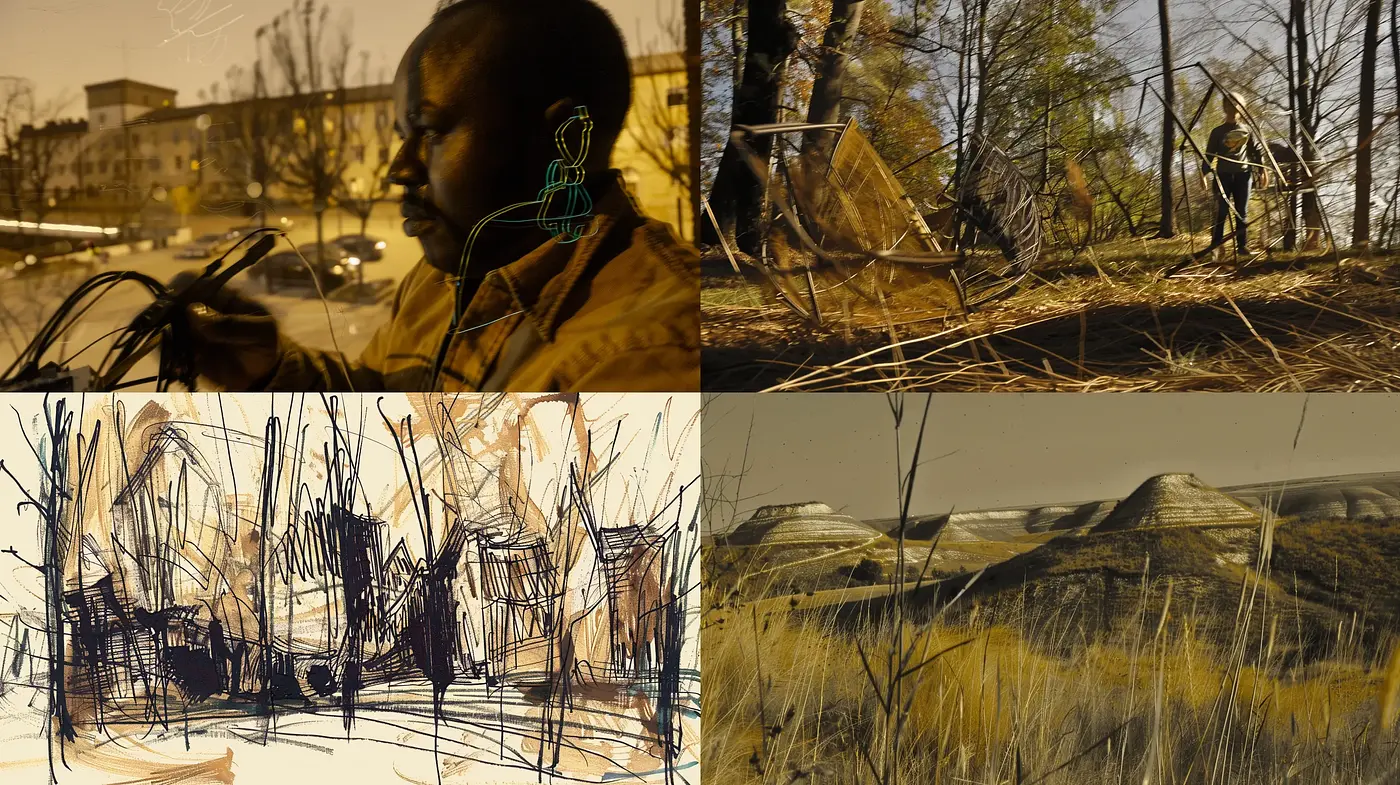 Sepia-Toned Schematic Visions with a Fine Art Influence - Midjourney sref style