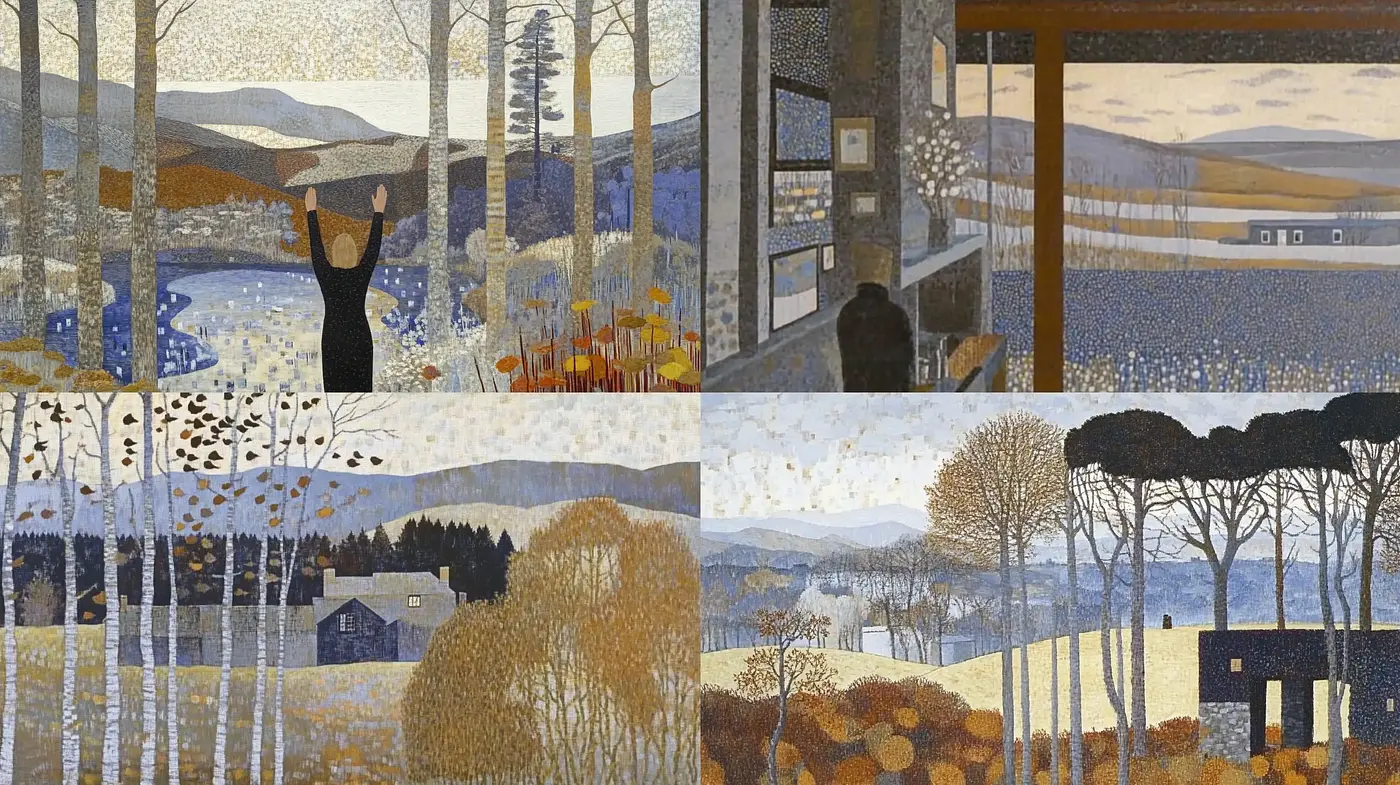 Mosaic of Serenity: A Harmonious Blend of Nature and Mosaic Artistry - Midjourney sref style