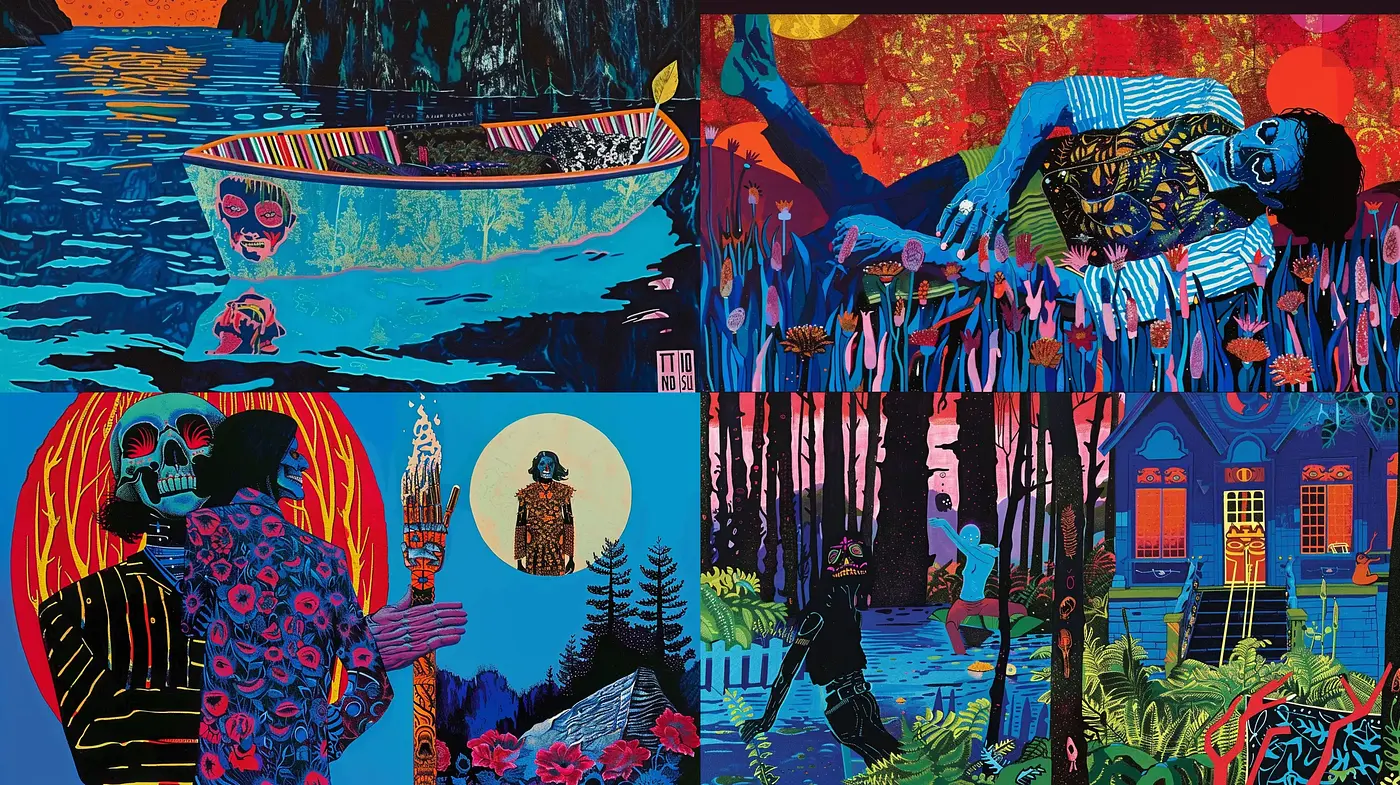 Luminous Elegy of Chromatic Contrasts and Surreal Overtones - Midjourney sref style
