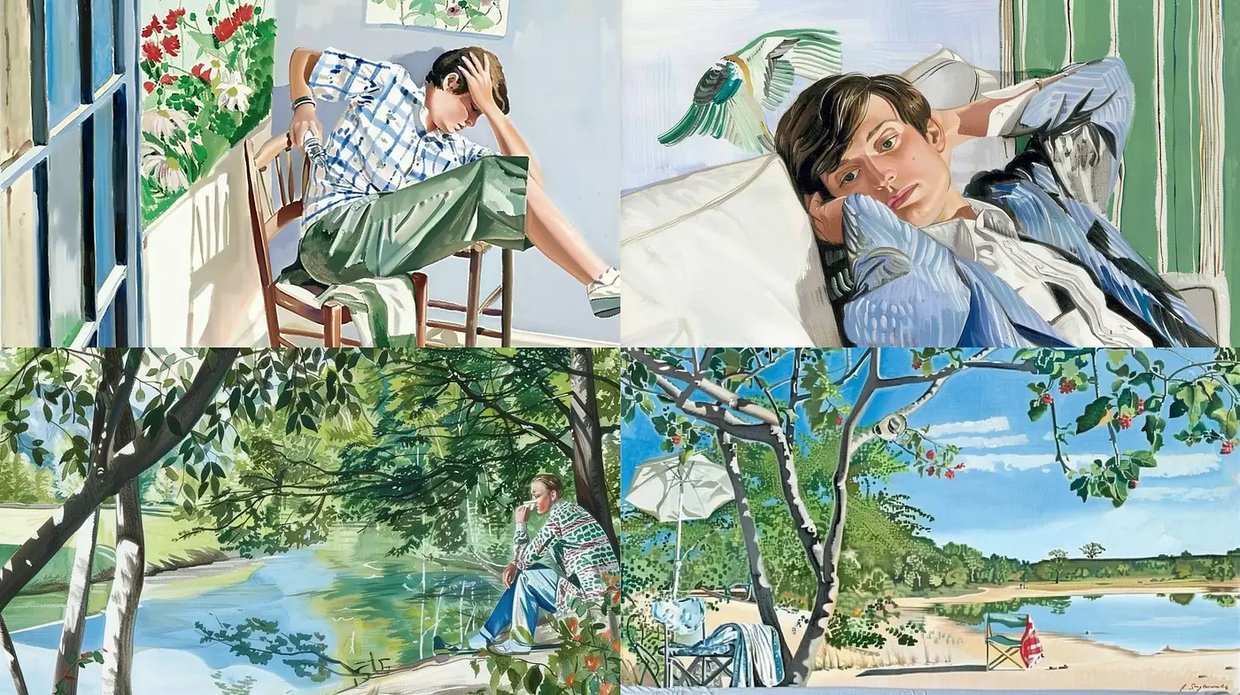 Serene Daydreams in Watercolor: A Consistent Exploration of Nostalgic and Pastoral Moods Across Varied Scenarios - Midjourney sref style