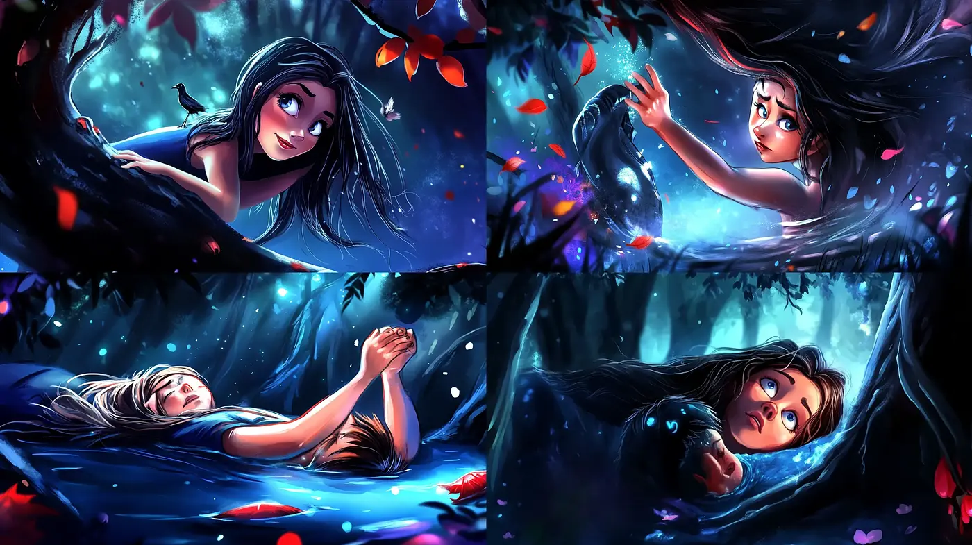 Enigmatic Twilight Dreamscapes: A Consistent Journey Through Surreal Environments and Expressive Characters - Midjourney sref style