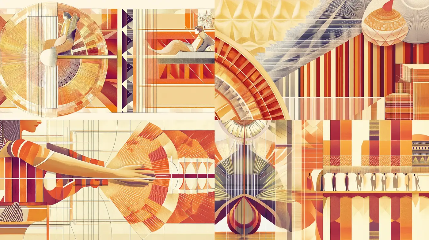 Geometric Harmony: An Exploration of Abstract Patterns and Retro Palettes - Midjourney sref style