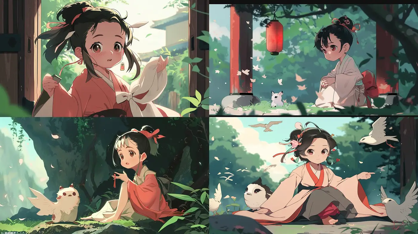 Consistent Enchantment: A Study of Whimsical Anime-Inspired Illustrations - Midjourney sref style