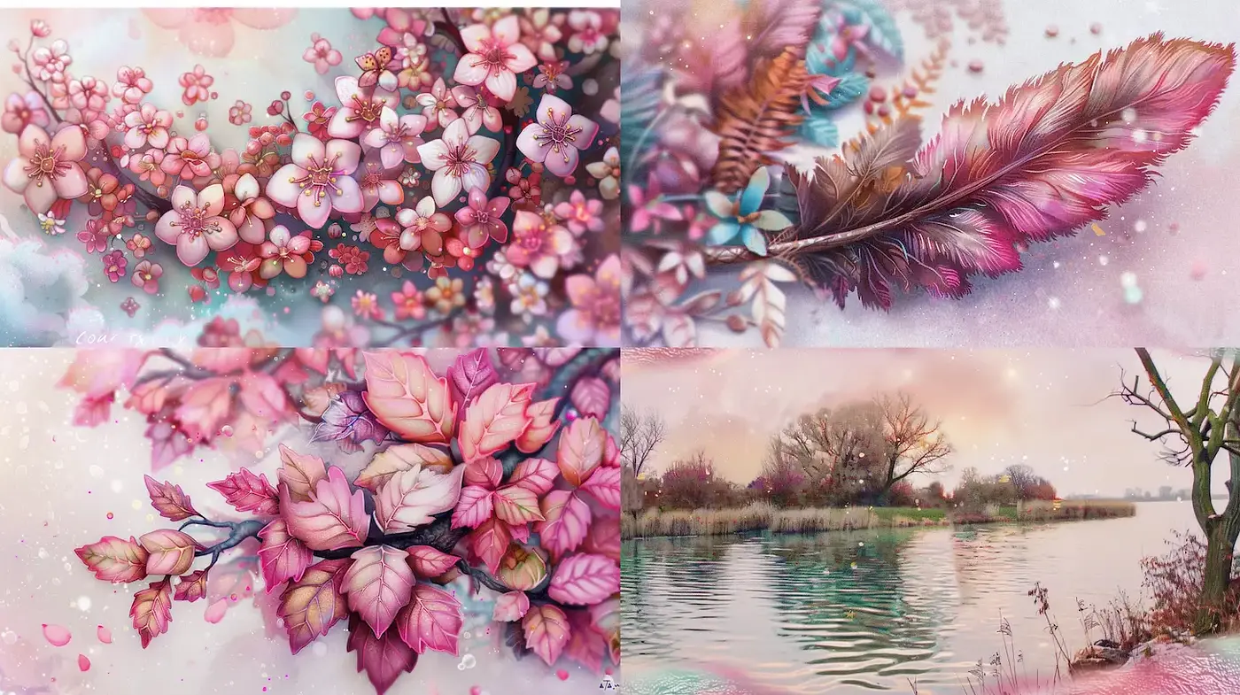Whimsical Floral Surrealism with Delicate Textures and Gentle Hues - Midjourney sref style