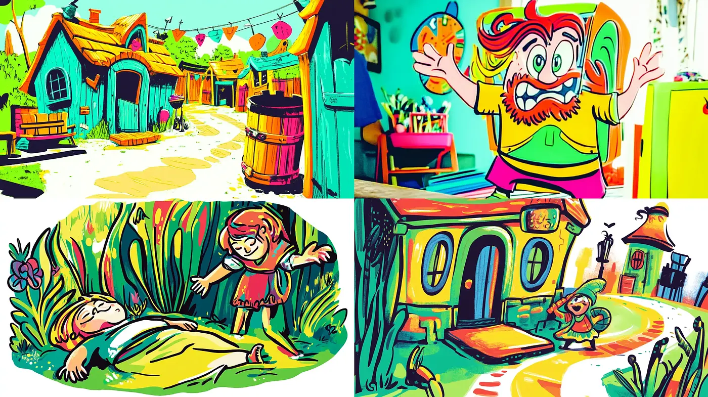 Vibrant Storybook Illustration - Midjourney sref style