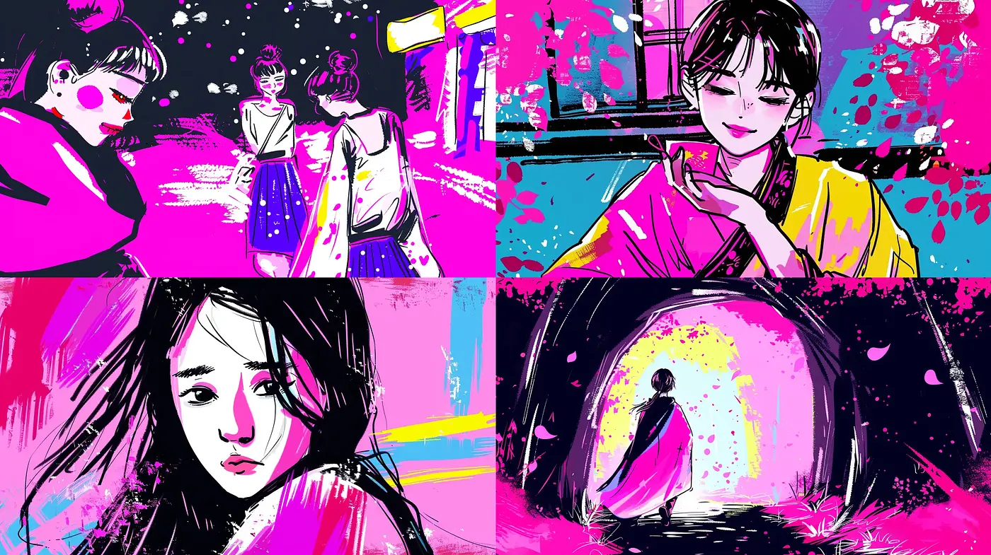 Vividly Contrasted Neon Manga Inspirations - Midjourney sref style