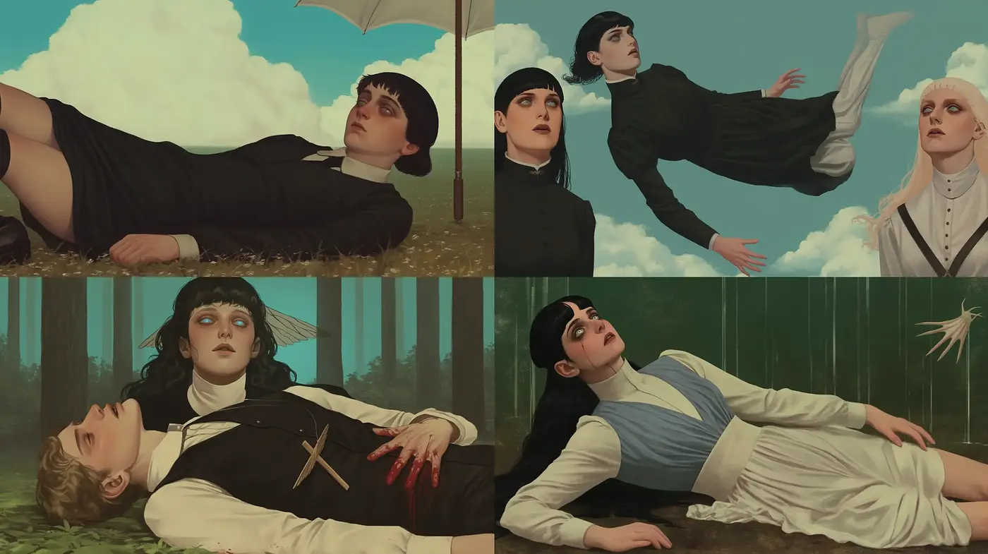 Ethereal Elegance in Surreal Serenity: A Consistent Artistic Vision Across Varied Portraiture - Midjourney sref style