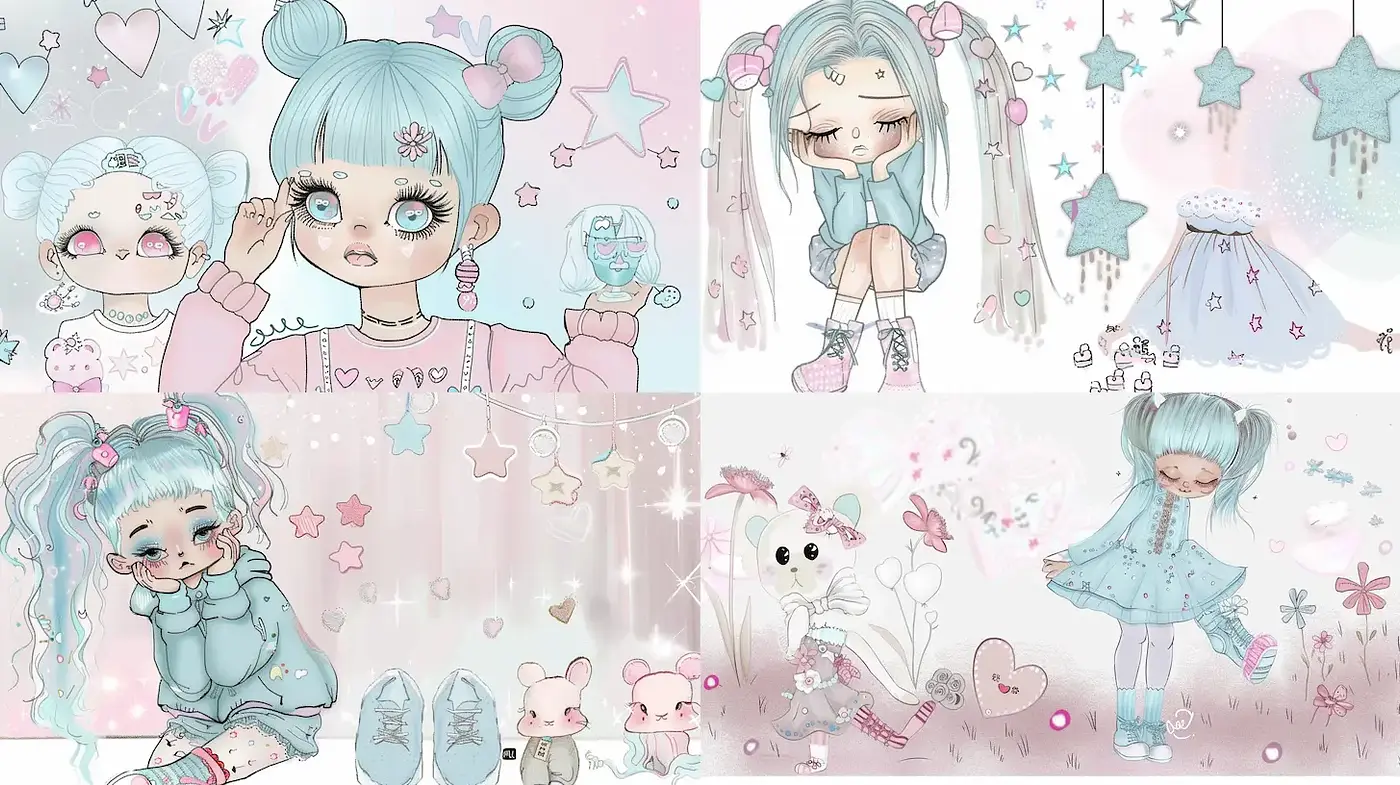 Whimsical Pastel Aesthetic with Kawaii Influences - Midjourney sref style