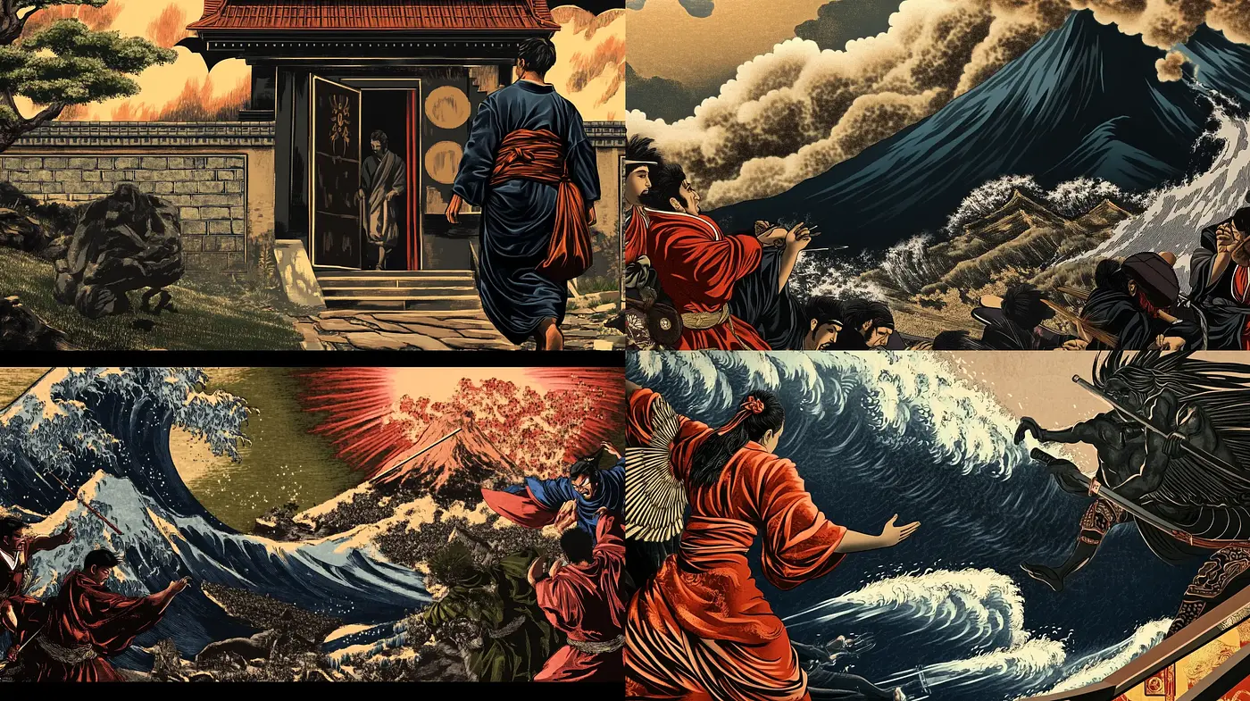 Ethereal Edges of Ukiyo-e: A Modern Digital Tribute to Traditional Japanese Woodblock Art - Midjourney sref style