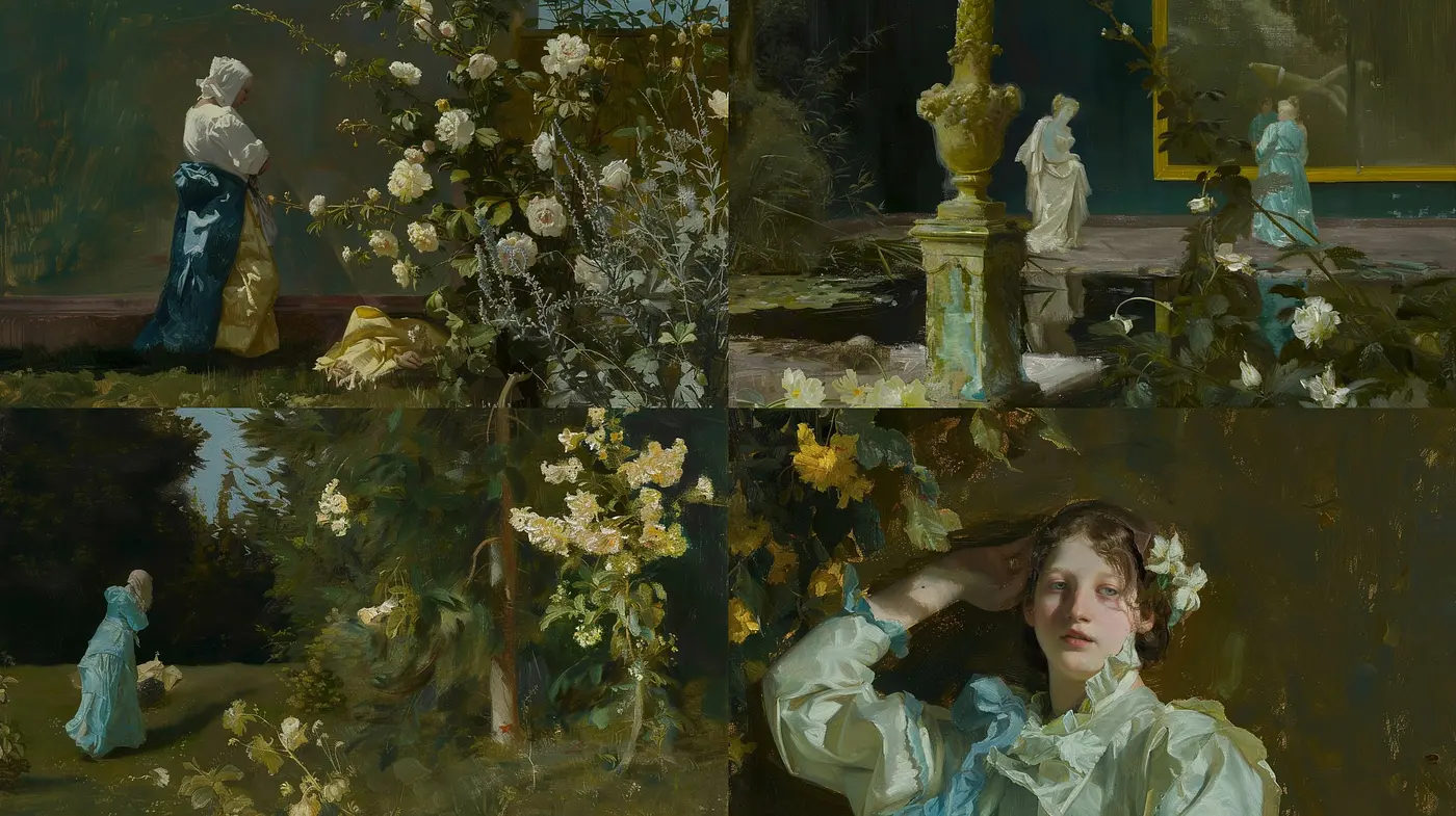 Whispers of an Enchanted Garden: A Study in Twilight Hues and Dreamlike Imagery - Midjourney sref style