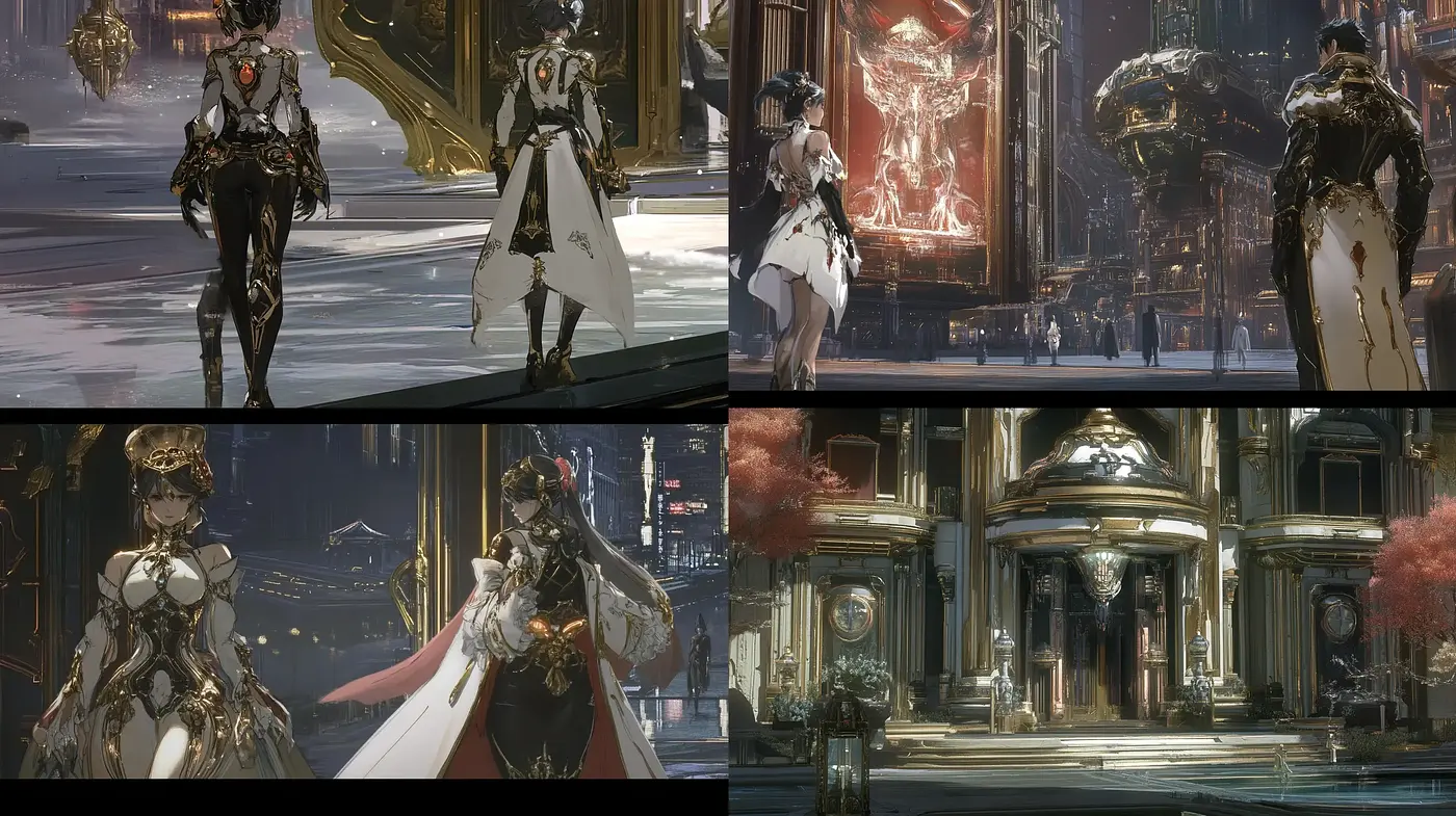 Futuristic Baroque Elegance with a Cybernetic Sheen - Midjourney sref style