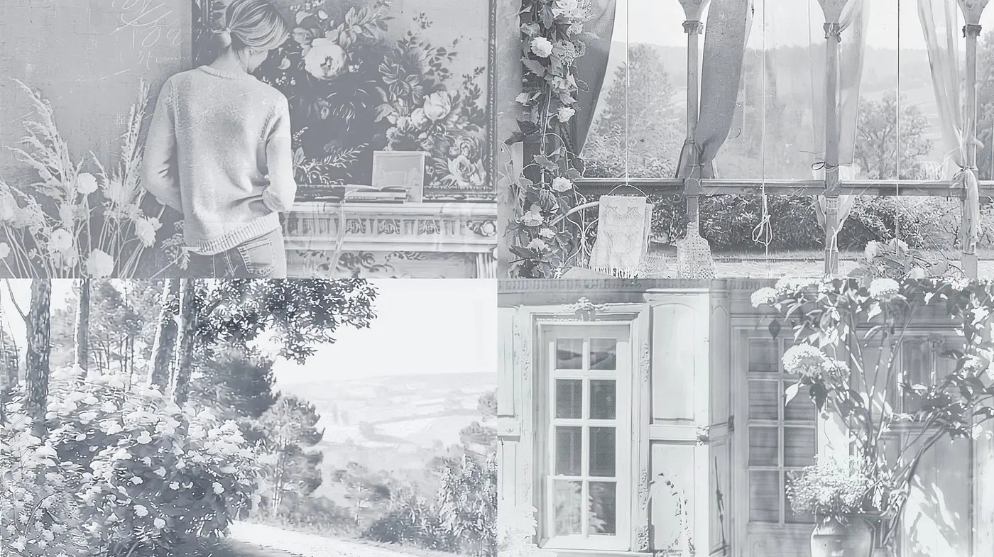 Monochromatic Elegance: A Nostalgic Blend of Vintage and Photorealistic Textures - Midjourney sref style