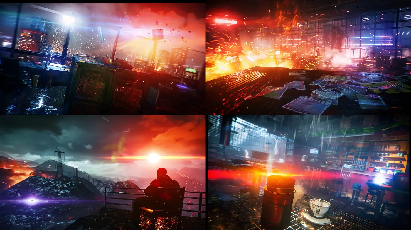 Futuristic Neon Dystopia with Atmospheric Haze and Luminous Intensity - Midjourney sref style
