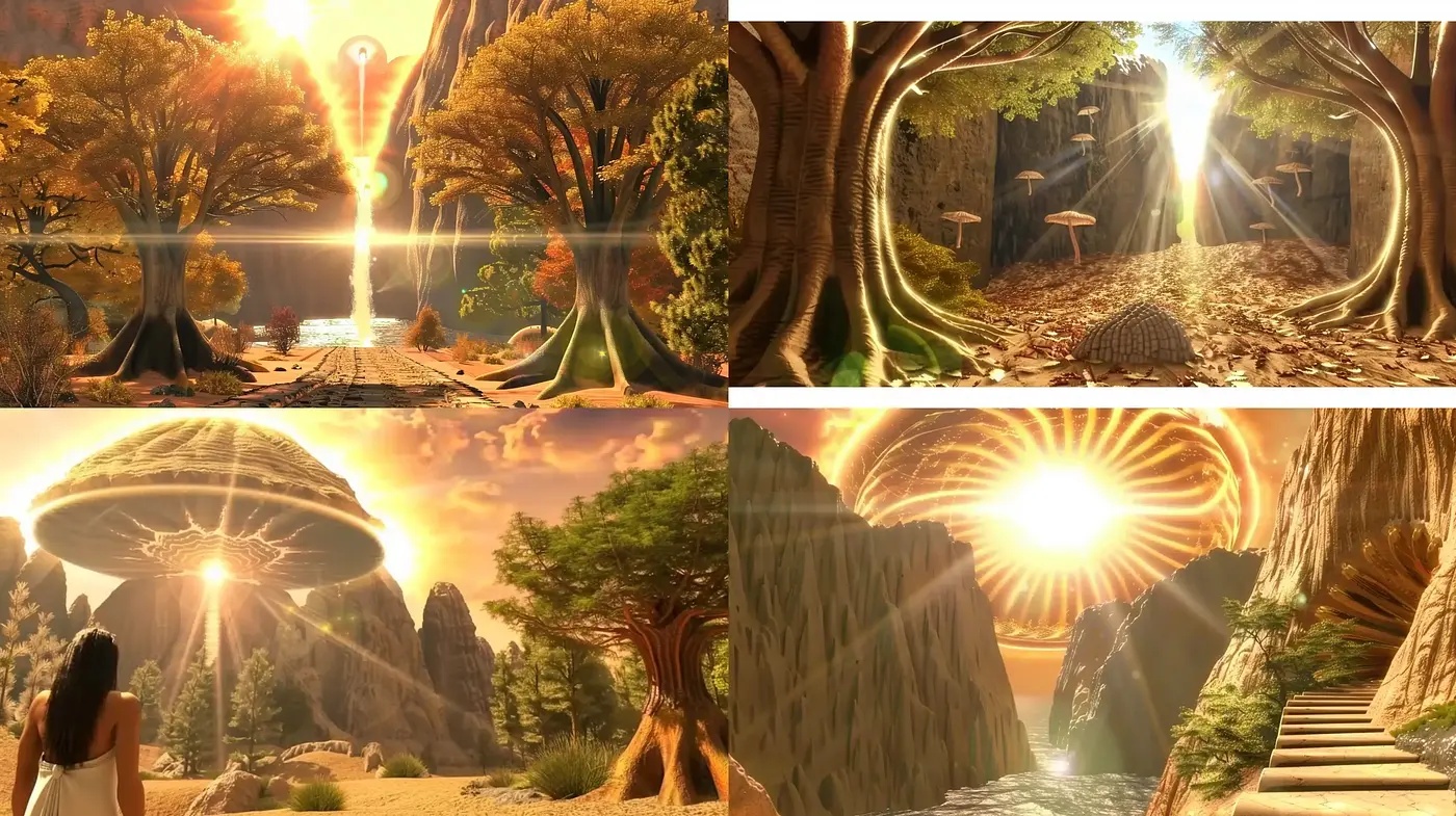 Luminous Ethereal Landscapes: Consistent Radiance Across Fantastical Visions - Midjourney sref style