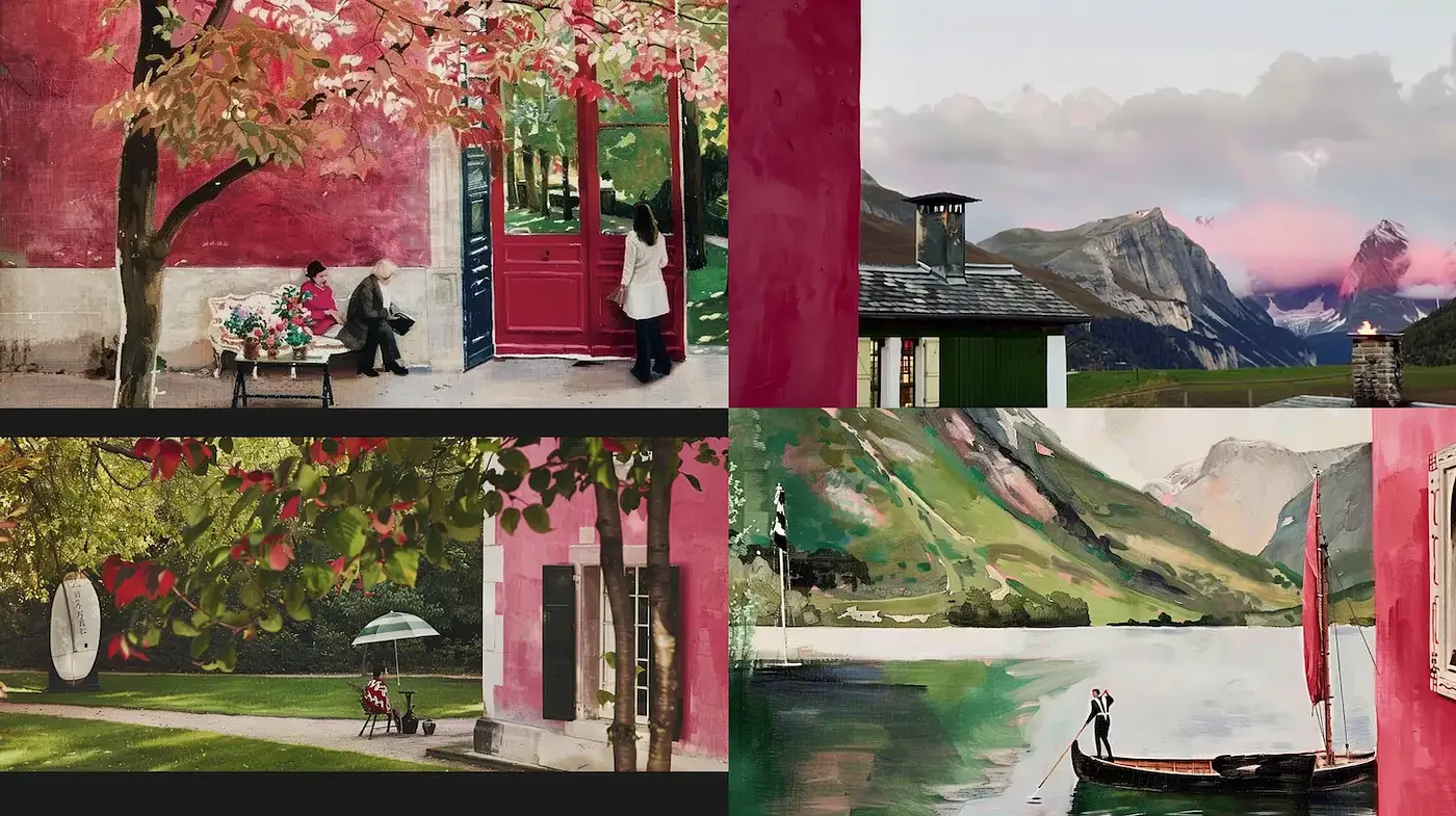 Whimsical and Serene Artistic Landscapes with a Touch of Nostalgia - Midjourney sref style