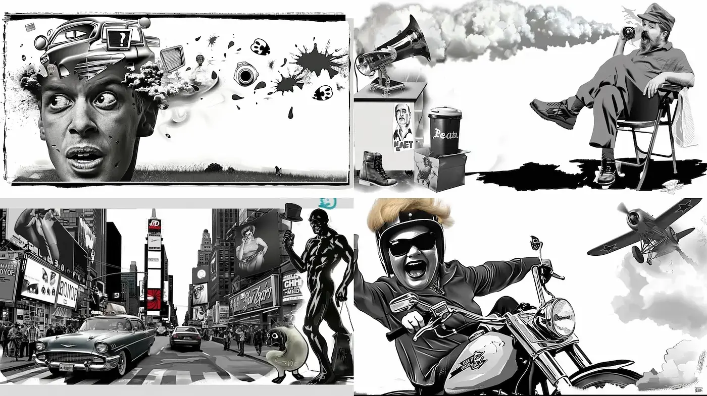 Diverse Visual Storytelling with a Retro-Futuristic Vibe - Midjourney sref style