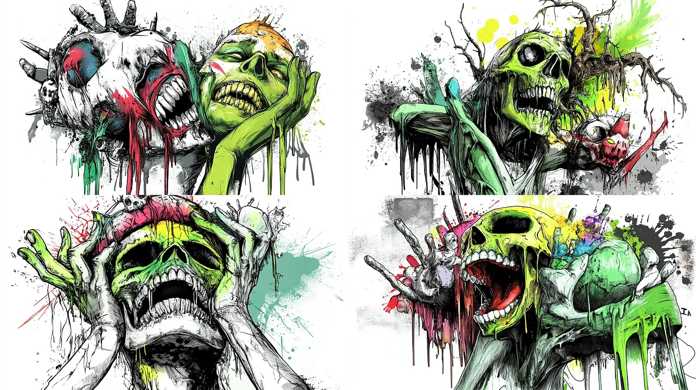 Dystopian Chaos: An Artistic Fusion of Graffiti and Horror - Midjourney sref style
