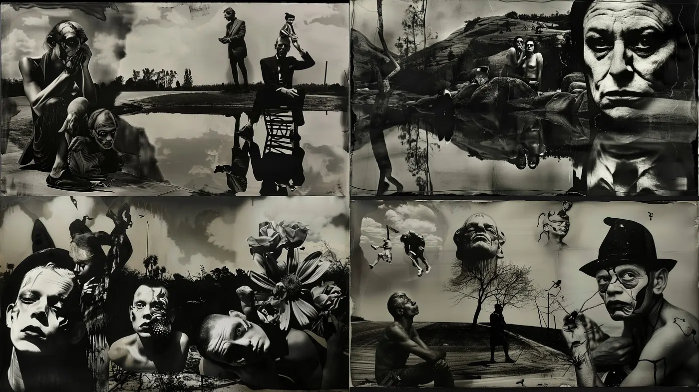 Surreal Monochromatic Dreamscapes: A Homage to Photographic Artistry - Midjourney sref style