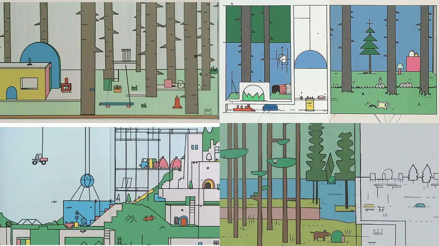 Modern Minimalist Whimsy: A Consistent Exploration of Simplified Forms and Pastel Tones - Midjourney sref style