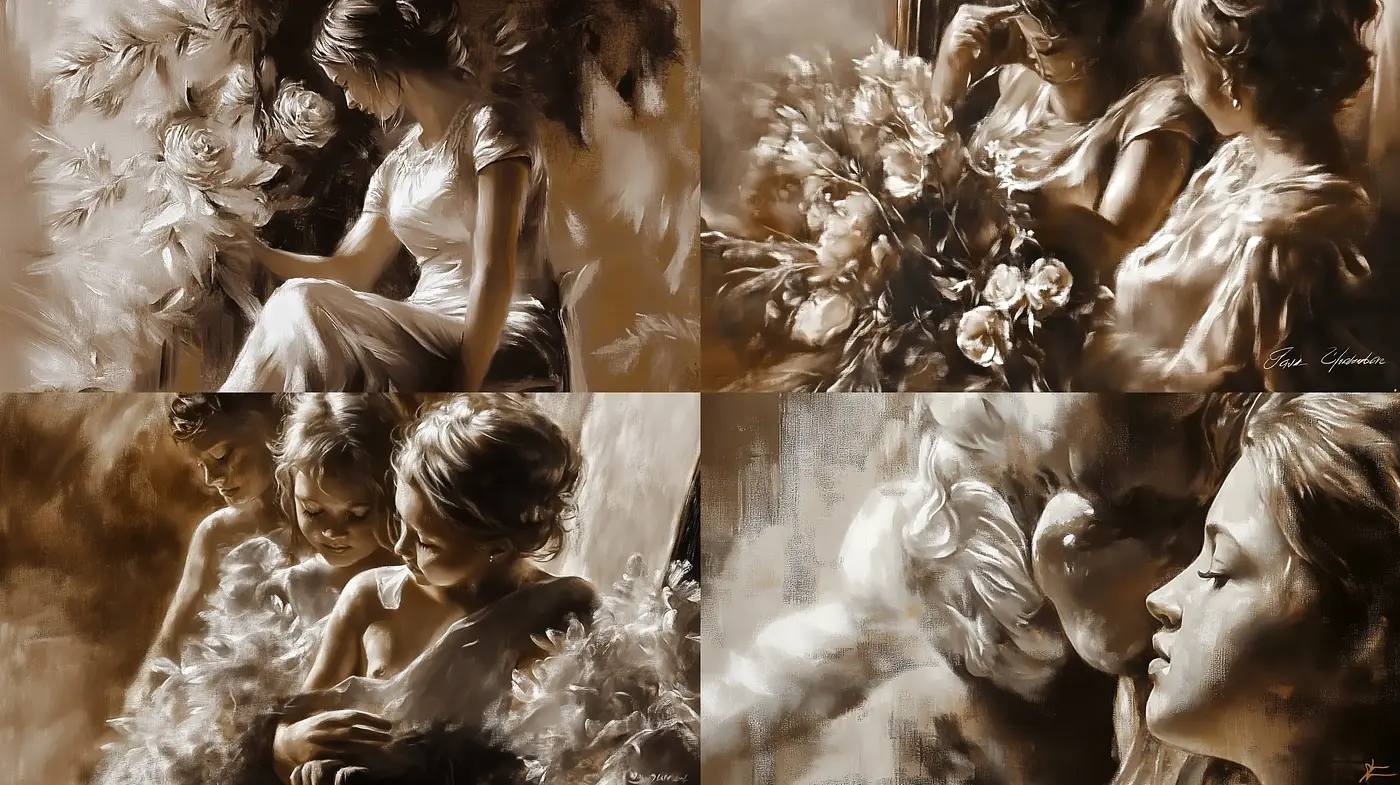 Whispers of Sepia: A Dreamlike Fusion of Soft Contours and Gentle Tones - Midjourney sref style