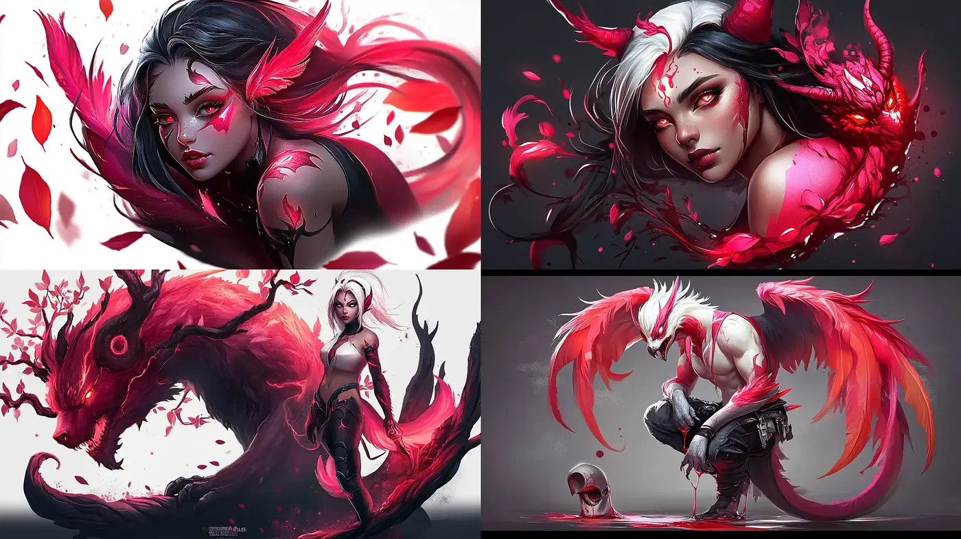 Crimson Elegance with Ethereal Fantasy Themes - Midjourney sref style