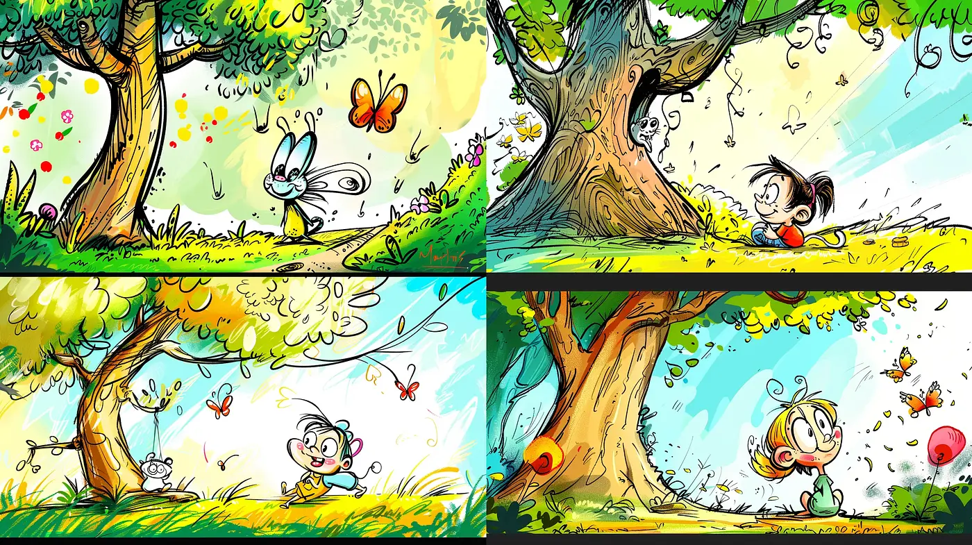 Playful Cartoon Whimsy: A Splash of Idyllic Comic Reverie - Midjourney sref style
