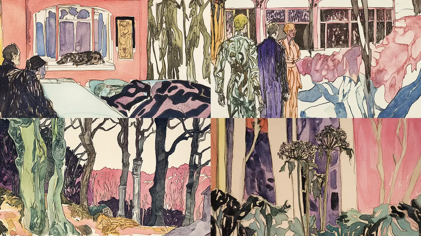 Ethereal Nature-Inspired Dreamscape with Whimsical Art Nouveau Overtones - Midjourney sref style
