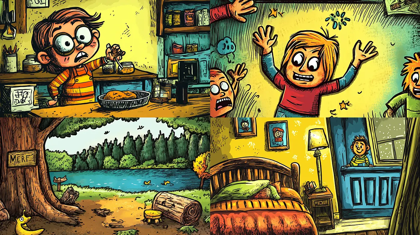 Whimsical Storybook Illustration with Vibrant Hues and Expressive Characters - Midjourney sref style