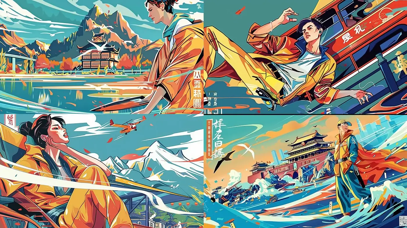 Dynamic Oriental Illustration with an Expressive Comic Book Flair - Midjourney sref style