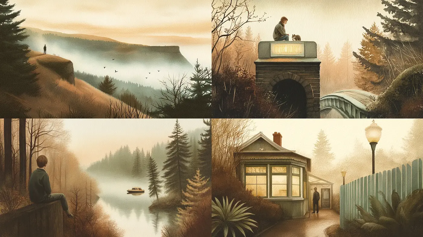 Ethereal Twilight Serenity: A Consistent Study in Sepia Tones and Misty Landscapes - Midjourney sref style