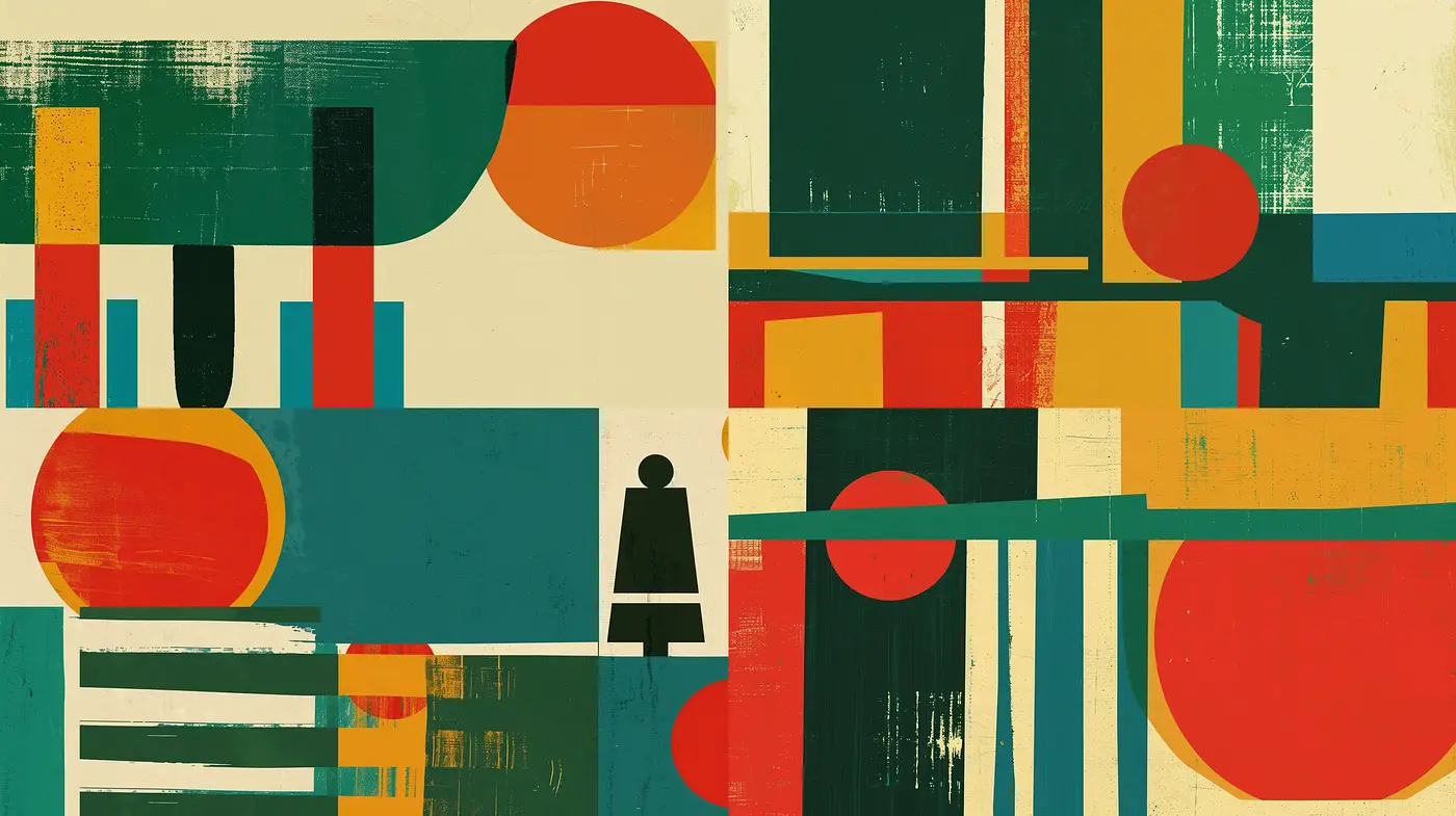 Abstract Geometric Expressions in Retro Hues - Midjourney sref style