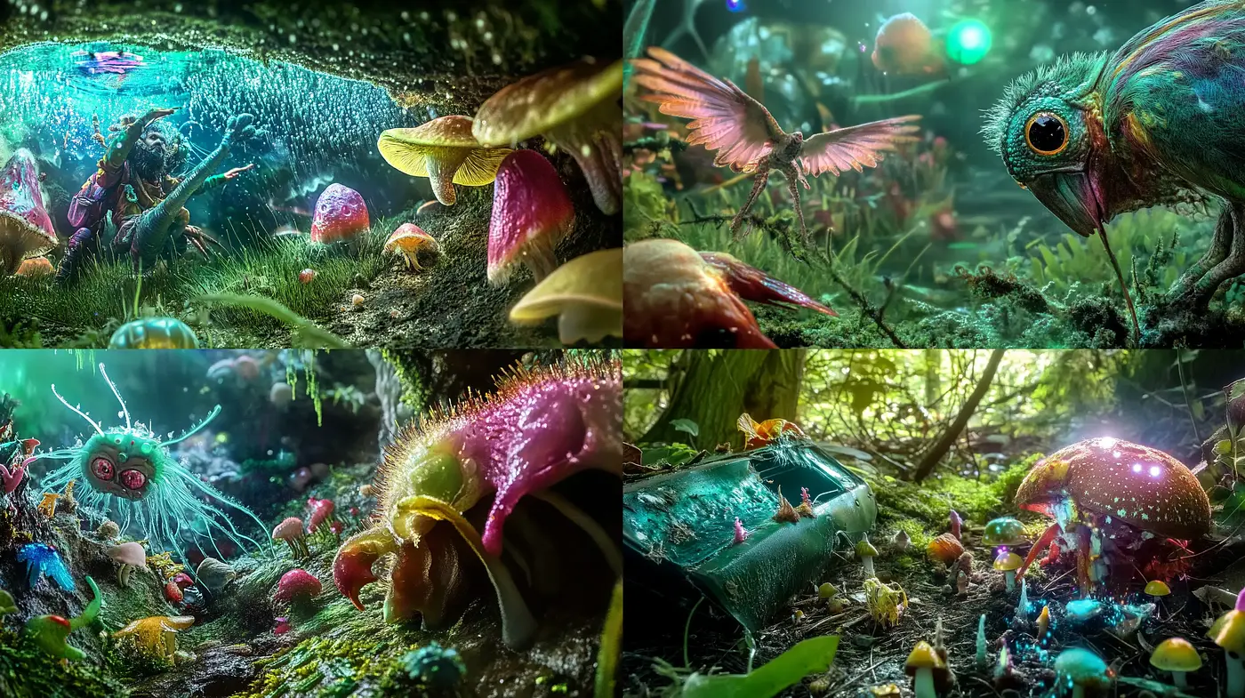Enchanted Forest Whimsy: An Imaginative Journey Through Luminous Flora and Fauna - Midjourney sref style