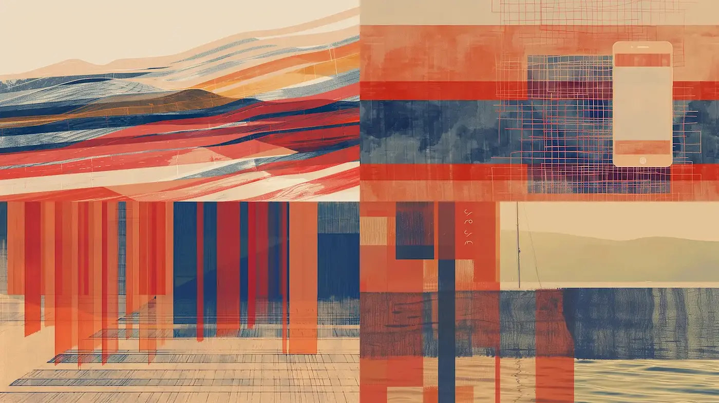 Contemporary Abstract with a Nostalgic and Textured Quality - Midjourney sref style