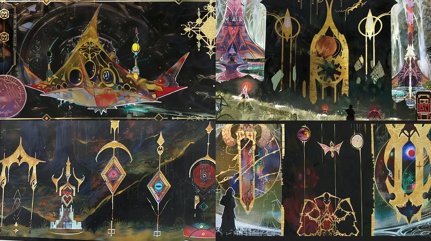 Enigmatic Alchemical Fusion with Art Nouveau and Symbolist Undertones - Midjourney sref style