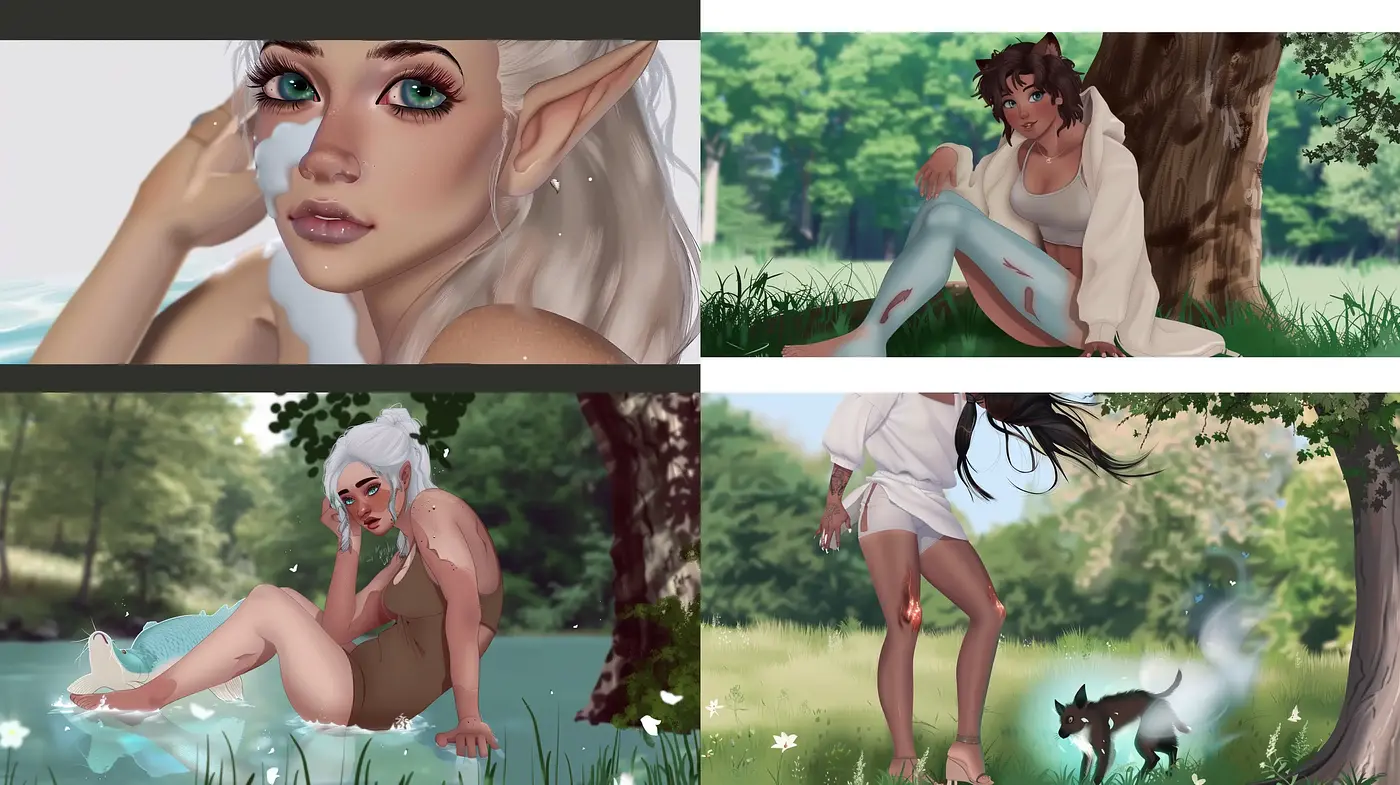 Enchanted Realism in a Sylvan Setting with a Touch of Anime - Midjourney sref style